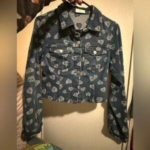 PacSun Blue Heart Print Kids Denim Jacket